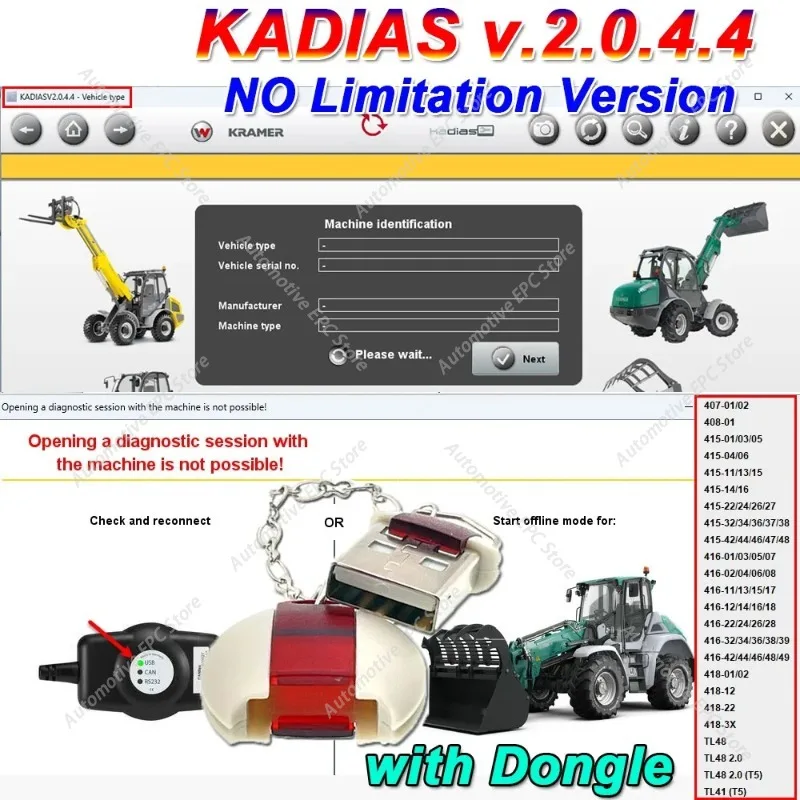 Новый KADIAS V.2.0.4.4Unlimited Upgrade 5 Level для Kramer Neuson Wacker Weidemann с поддержкой CANFox EC2112 IFM USB/CAN-RS232 Tool
Новый KADIAS V.2.0.4.4Unlimited Upgrade 5 Level для Kramer Neuson Wacker Weidemann с поддержкой CANFox EC2112 IFM USB/CAN-RS232 Tool