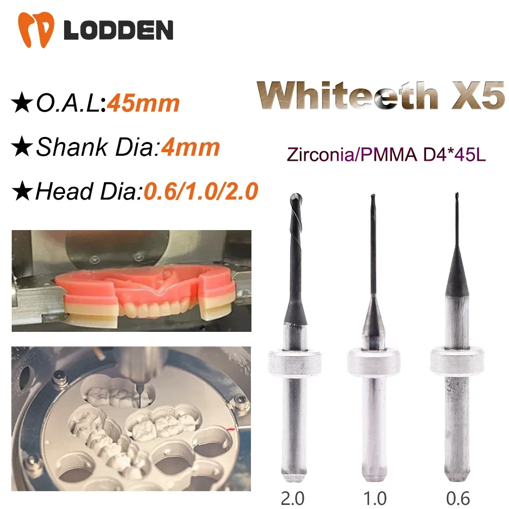 Whiteeth X5 Milling Bur Dental Grinding Zirconia(DC)/PMMA(NC) D4 Shank 45M Length 0.6/1.0/2.0MM Dental Grinding Tool
Whiteeth X5 Milling Bur Dental Grinding Zirconia(DC)/PMMA(NC) D4 Shank 45M Length 0.6/1.0/2.0MM Dental Grinding Tool