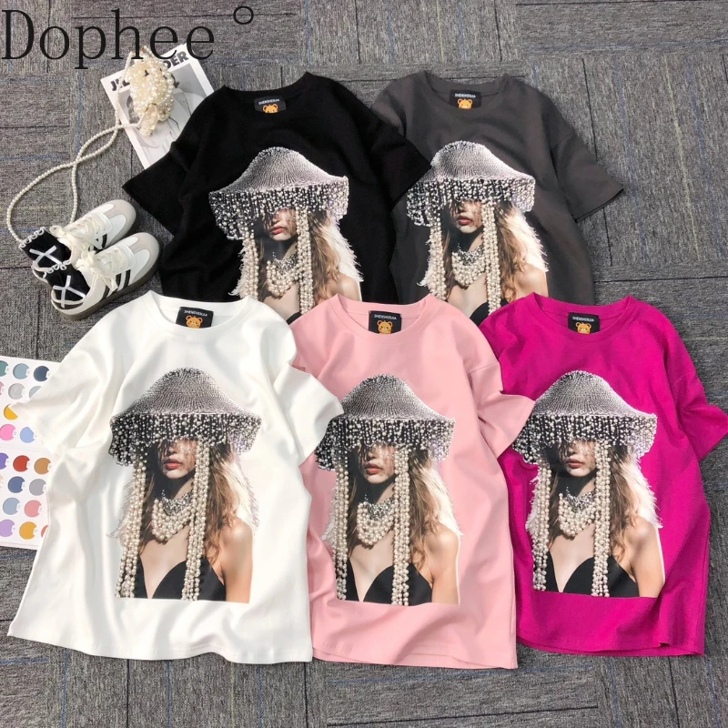 American Street Spring Summer Loose Women Tshirts Spice Girls Printed Pearl Beads O-neck Pullover Top Casual Short Sleeve Tees
American Street Spring Summer Loose Women Tshirts Spice Girls Printed Pearl Beads O-neck Pullover Top Casual Short Sleeve Tees
