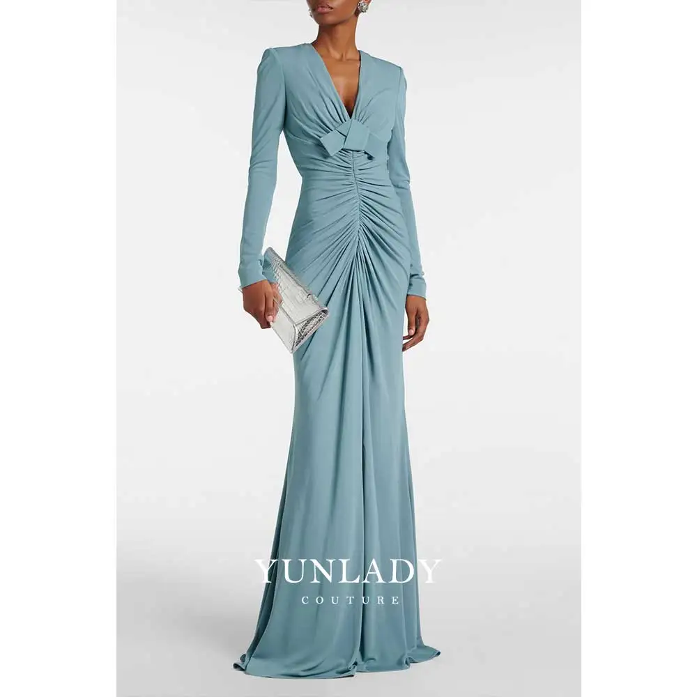 YUNLAN Elegant Arabic Blue Bow Knitted Long Sleeve Evening Dress Wedding Guest Mermaid Trailing Party Dress
YUNLAN Elegant Arabic Blue Bow Knitted Long Sleeve Evening Dress Wedding Guest Mermaid Trailing Party Dress