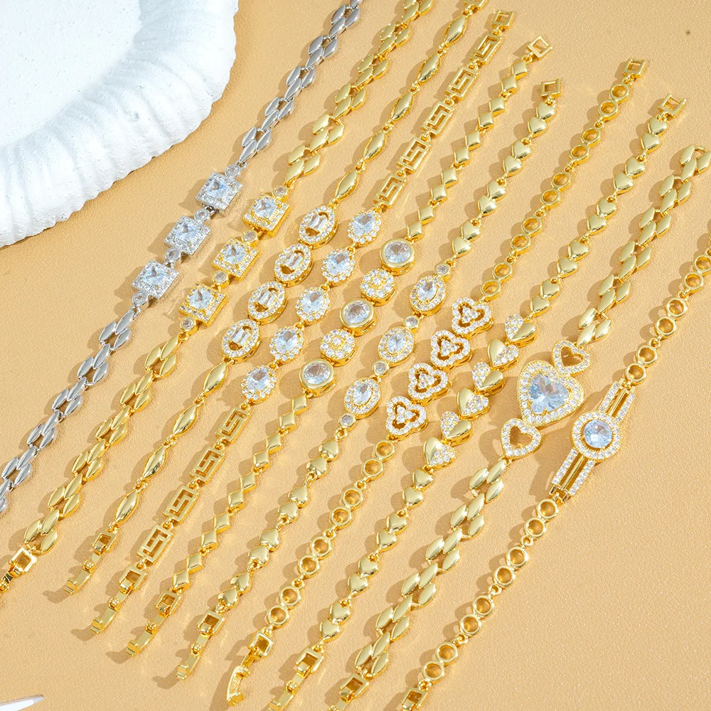 Zircon bracelet, female copper leaf, golden infinity, Cuban chain, heart-shaped, fashionable and versatile
Zircon bracelet, female copper leaf, golden infinity, Cuban chain, heart-shaped, fashionable and versatile