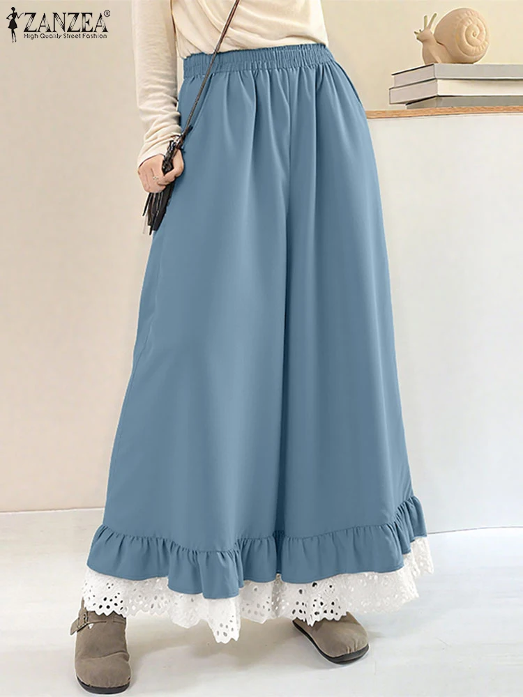 ZANZEA женские длинные брюки осенние брюки с эластичной резинкой на талии кружевные лоскутные модные широкие брюки повседневные женские брюки с карманами
ZANZEA женские длинные брюки осенние брюки с эластичной резинкой на талии кружевные лоскутные модные широкие брюки повседневные женские брюки с карманами