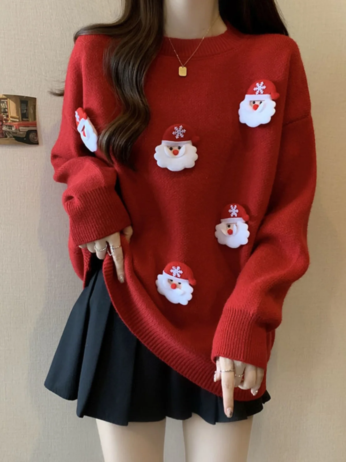 Christmas Red Knitted Sweater Women's Spring Autumn Large Size Fashionable Cartoon Pattern Warmth Comfortable Casual Knitwear
Christmas Red Knitted Sweater Women's Spring Autumn Large Size Fashionable Cartoon Pattern Warmth Comfortable Casual Knitwear