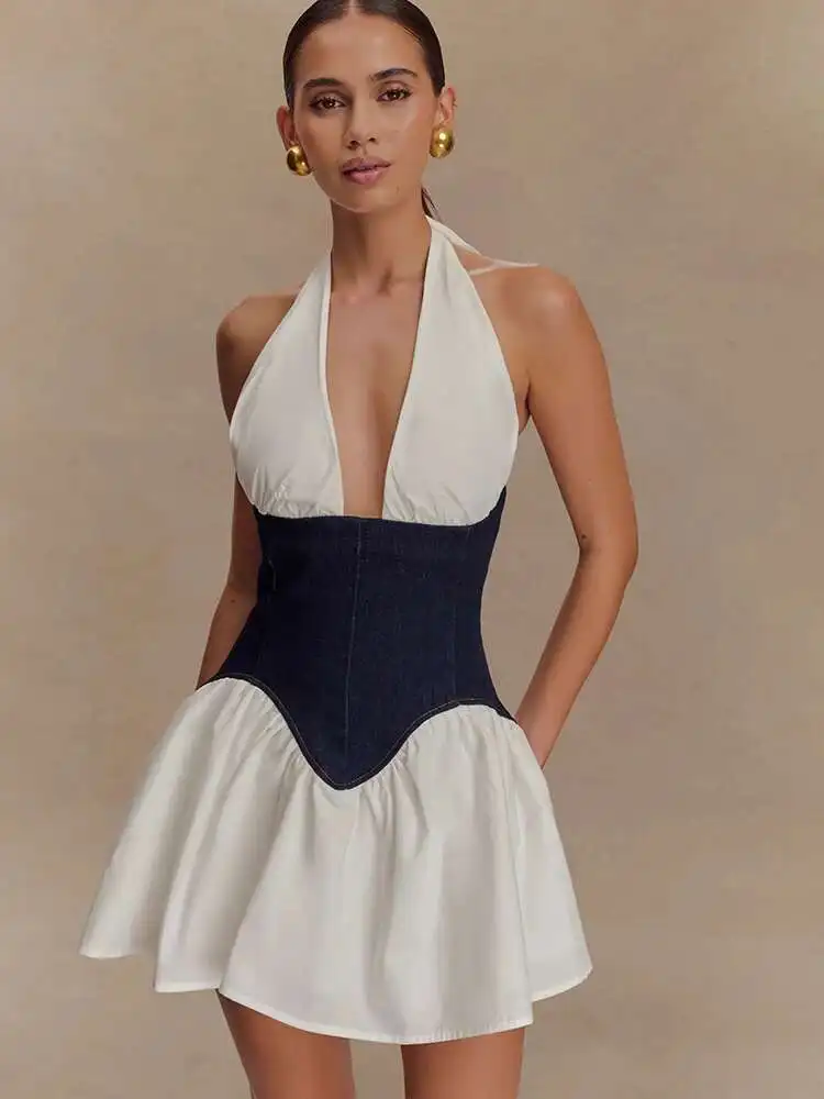 Fantoye Patchwork Sexy Backless Hlater Women Dress White Deep V-neck Mini Dress Female Summer Skinny Elegant Party Club Outfits
Fantoye Patchwork Sexy Backless Hlater Women Dress White Deep V-neck Mini Dress Female Summer Skinny Elegant Party Club Outfits