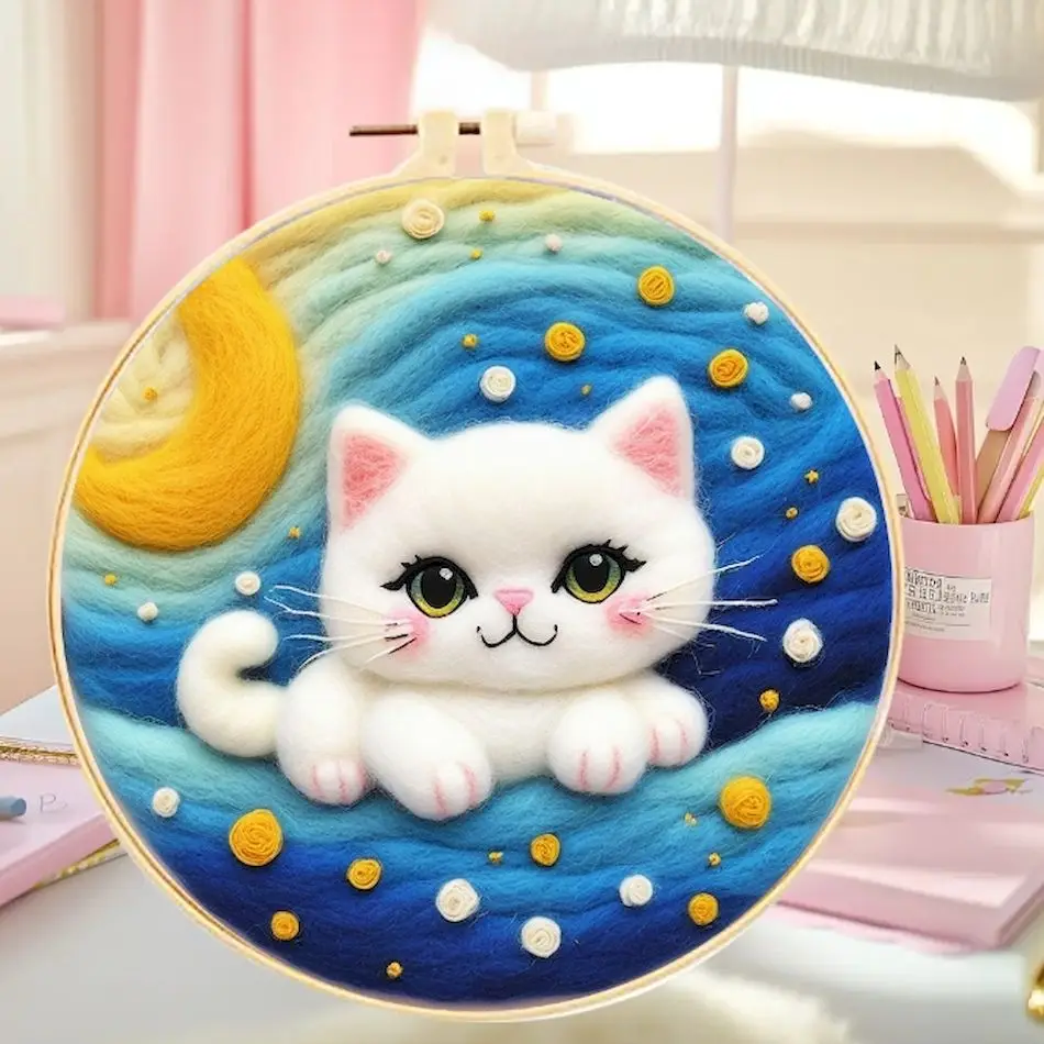 RUOPOTY Cat Pattern Needle Felting Painting Kits For Adults Complete Needle Felting Starter Kits Animal With Embroidery Frame
RUOPOTY Cat Pattern Needle Felting Painting Kits For Adults Complete Needle Felting Starter Kits Animal With Embroidery Frame