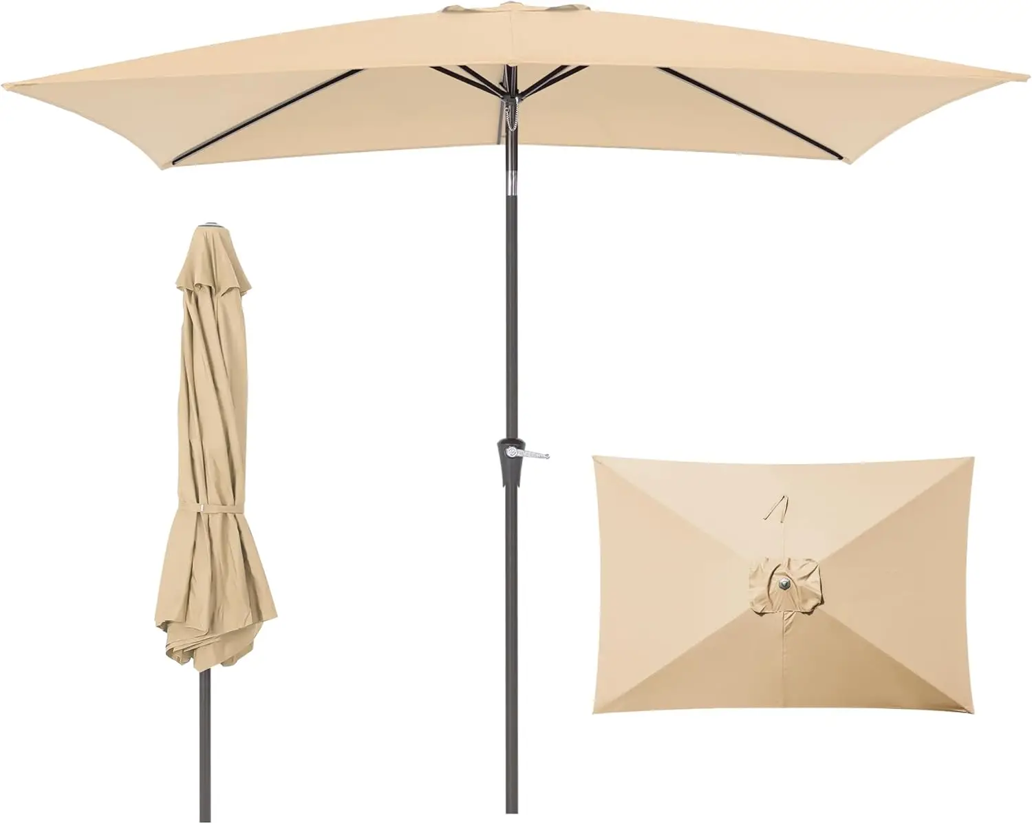 Rectangular Patio Umbrella, 6.5 x 10 ft Rectangle Table Umbrellas w/Heavy Duty Ribs, Effortless Crank and Push Button Tilt, W
Rectangular Patio Umbrella, 6.5 x 10 ft Rectangle Table Umbrellas w/Heavy Duty Ribs, Effortless Crank and Push Button Tilt, W