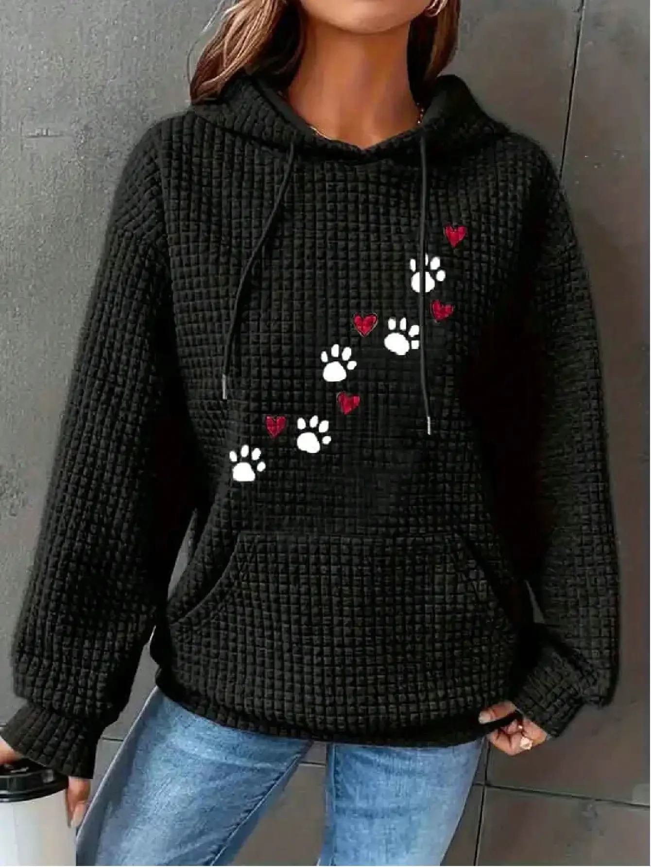 Plus Size 1XL-5XL Women's Elegant Casual Hoodie Sweatshirt Ladies Random Paw & Heart Print Cozy Fall Winter Clothing Hoodie
Plus Size 1XL-5XL Women's Elegant Casual Hoodie Sweatshirt Ladies Random Paw & Heart Print Cozy Fall Winter Clothing Hoodie