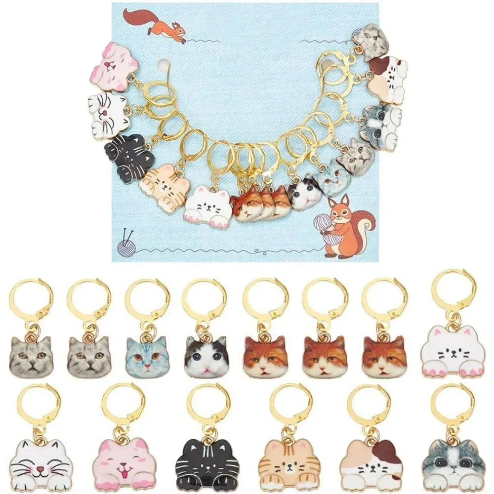 14 Pcs Cat Stitch Markers 2 Sizes Crochet Stitch Marker Removable Leverback Hoop Locking Stitch Marker for Knitting making kit
14 Pcs Cat Stitch Markers 2 Sizes Crochet Stitch Marker Removable Leverback Hoop Locking Stitch Marker for Knitting making kit