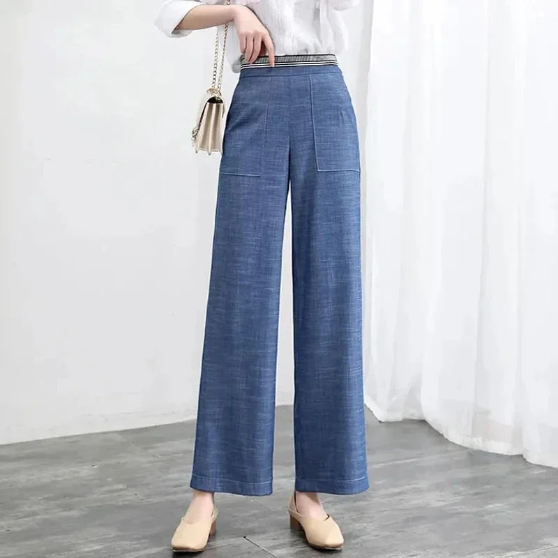 Ice Silk Denim Wide Leg Pants Women Thin Mother Jeans High Waist Straight Trousers Female Cowboy Denim Ankle-Length Pants XT1245
Ice Silk Denim Wide Leg Pants Women Thin Mother Jeans High Waist Straight Trousers Female Cowboy Denim Ankle-Length Pants XT1245
