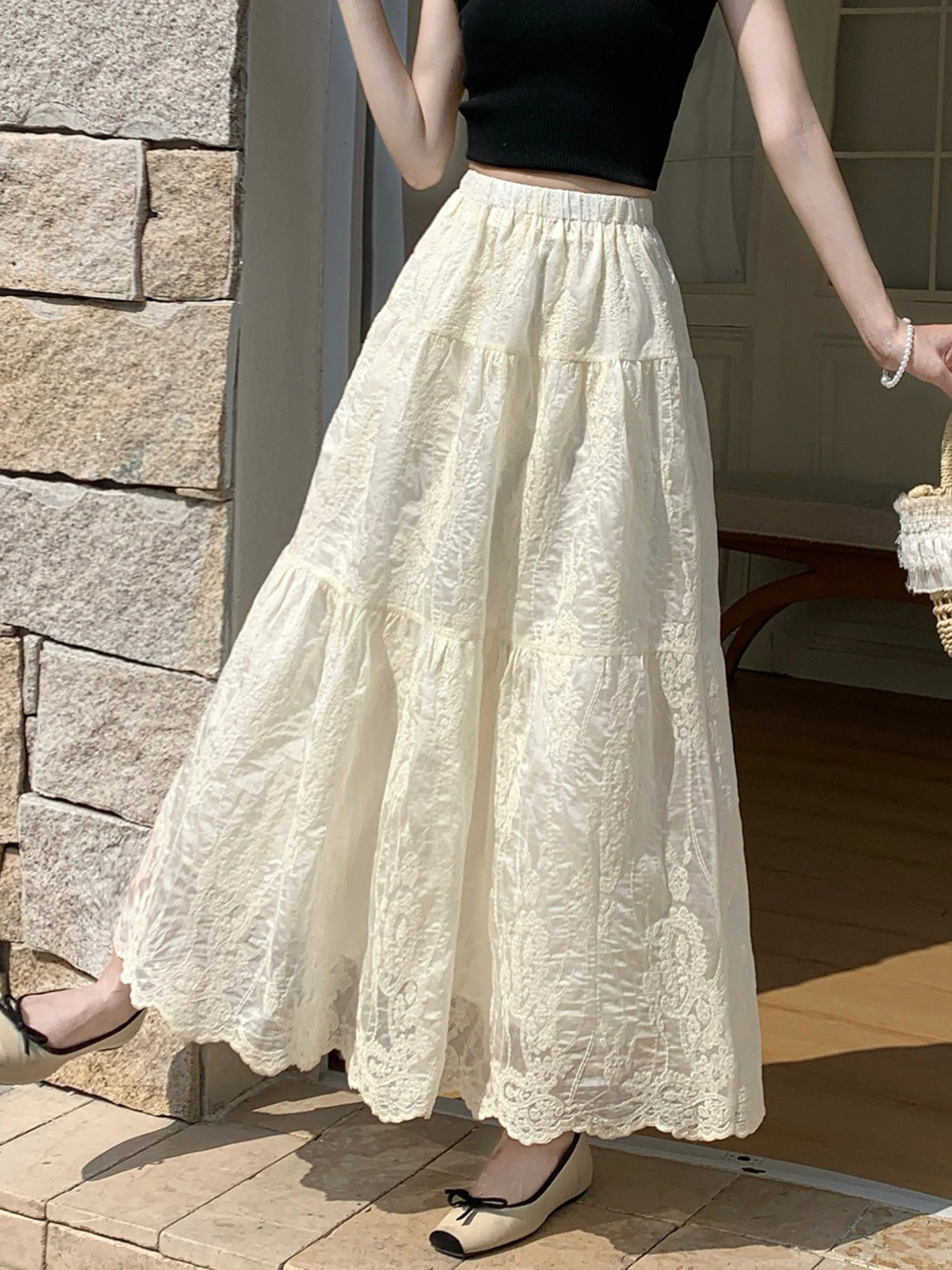 Emily Clud Recommended Heavy Embroidery Lace A-Line Midi Skirt Women's Spring Summer Elastic Waist f-length Skirts
Emily Clud Recommended Heavy Embroidery Lace A-Line Midi Skirt Women's Spring Summer Elastic Waist f-length Skirts