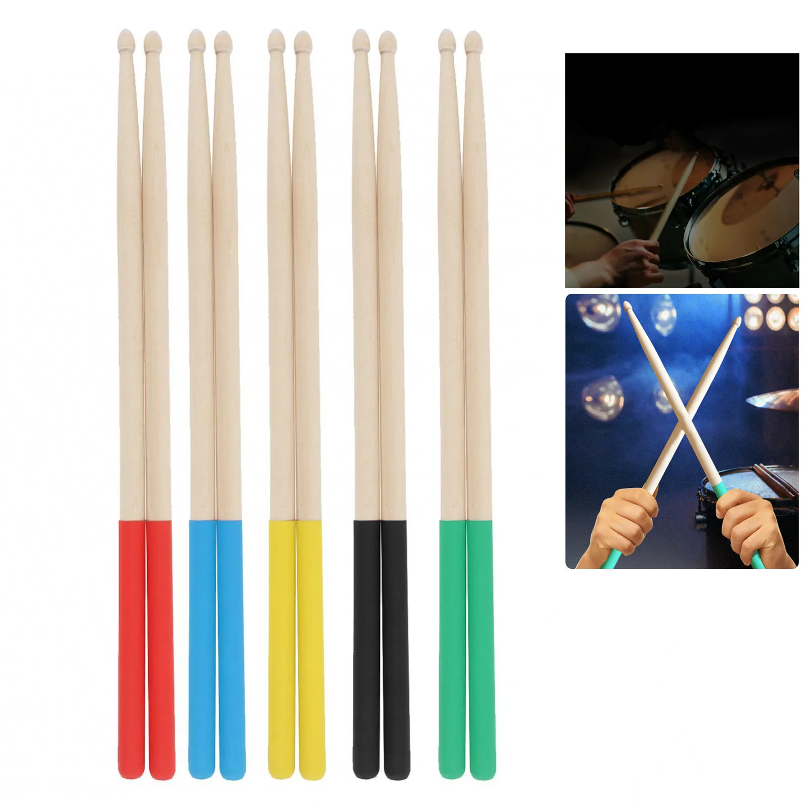 2pcs 5A Drum Sticks Non Slip Multiple Color Maple Musical Instruments Drumsticks Wood Drum Stick for Kids Students / Beginners
2pcs 5A Drum Sticks Non Slip Multiple Color Maple Musical Instruments Drumsticks Wood Drum Stick for Kids Students / Beginners