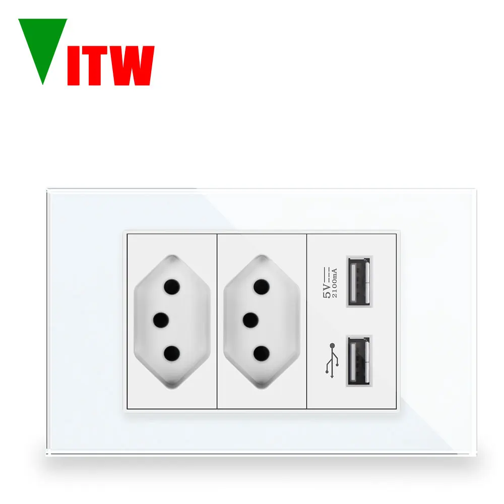 Бразильская настенная розетка Vitw с двойной панелью из закаленного стекла USB 120 мм * 72 мм, панель розетки для зарядки 10 А
Бразильская настенная розетка Vitw с двойной панелью из закаленного стекла USB 120 мм * 72 мм, панель розетки для зарядки 10 А