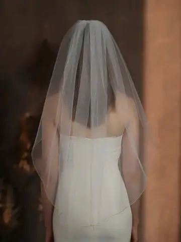 V317 European and American simple single-layer white gold-rimmed bridal veil wedding travel photo studio style wedding headdress