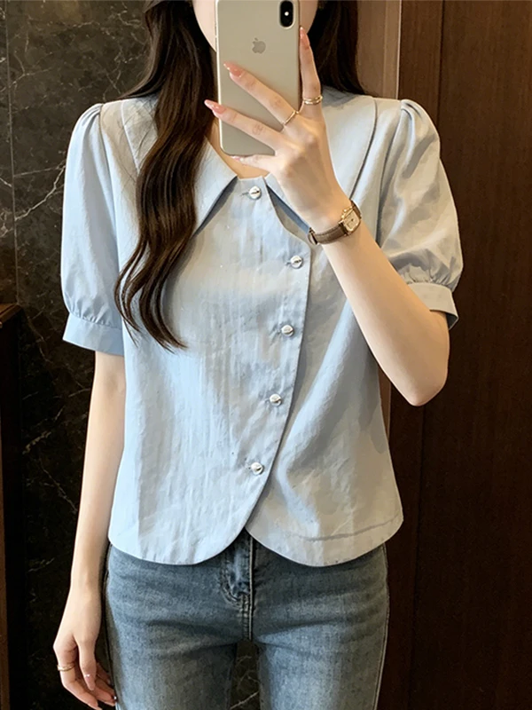 Loose Bubble Sleeve Shirt Irregular Hemline Shoulder Size plus Summer New Style Women's Casual Comfortable Breathable Top
Loose Bubble Sleeve Shirt Irregular Hemline Shoulder Size plus Summer New Style Women's Casual Comfortable Breathable Top