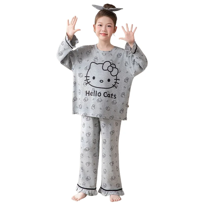 Хлопковые пижамы Sanrio для девочек, домашняя одежда для девочек Hello Kitty, комплект из 2 предметов, детский весенне-осенний тонкий милый комплект с длинными рукавами среднего и большого размера
Хлопковые пижамы Sanrio для девочек, домашняя одежда для девочек Hello Kitty, комплект из 2 предметов, детский весенне-осенний тонкий милый комплект с длинными рукавами среднего и большого размера