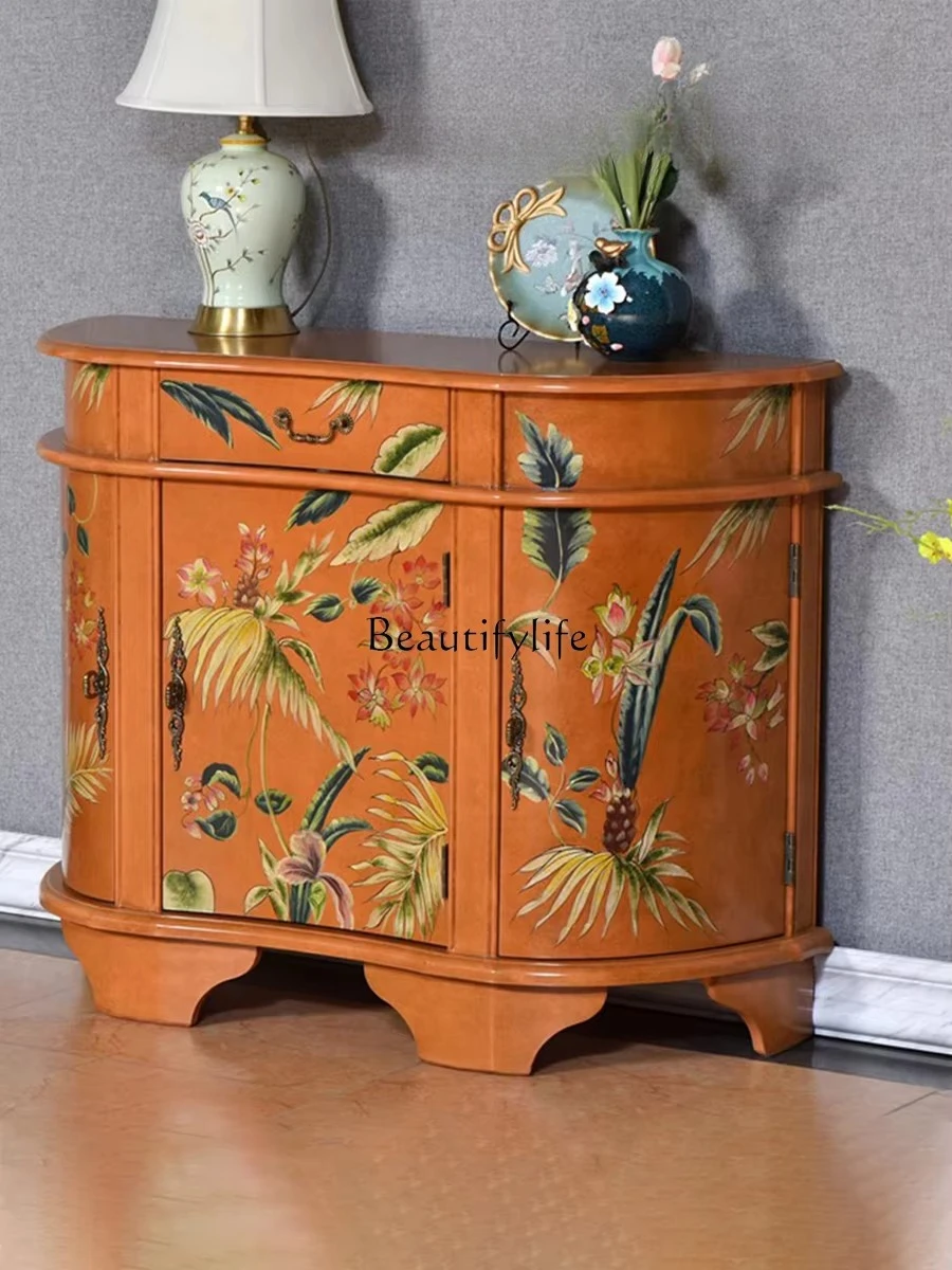 *Entrance Cabinet European Style Semicircle Decorative Vintage Distressed Solid Wood Painted Chest of Drawers
*Entrance Cabinet European Style Semicircle Decorative Vintage Distressed Solid Wood Painted Chest of Drawers