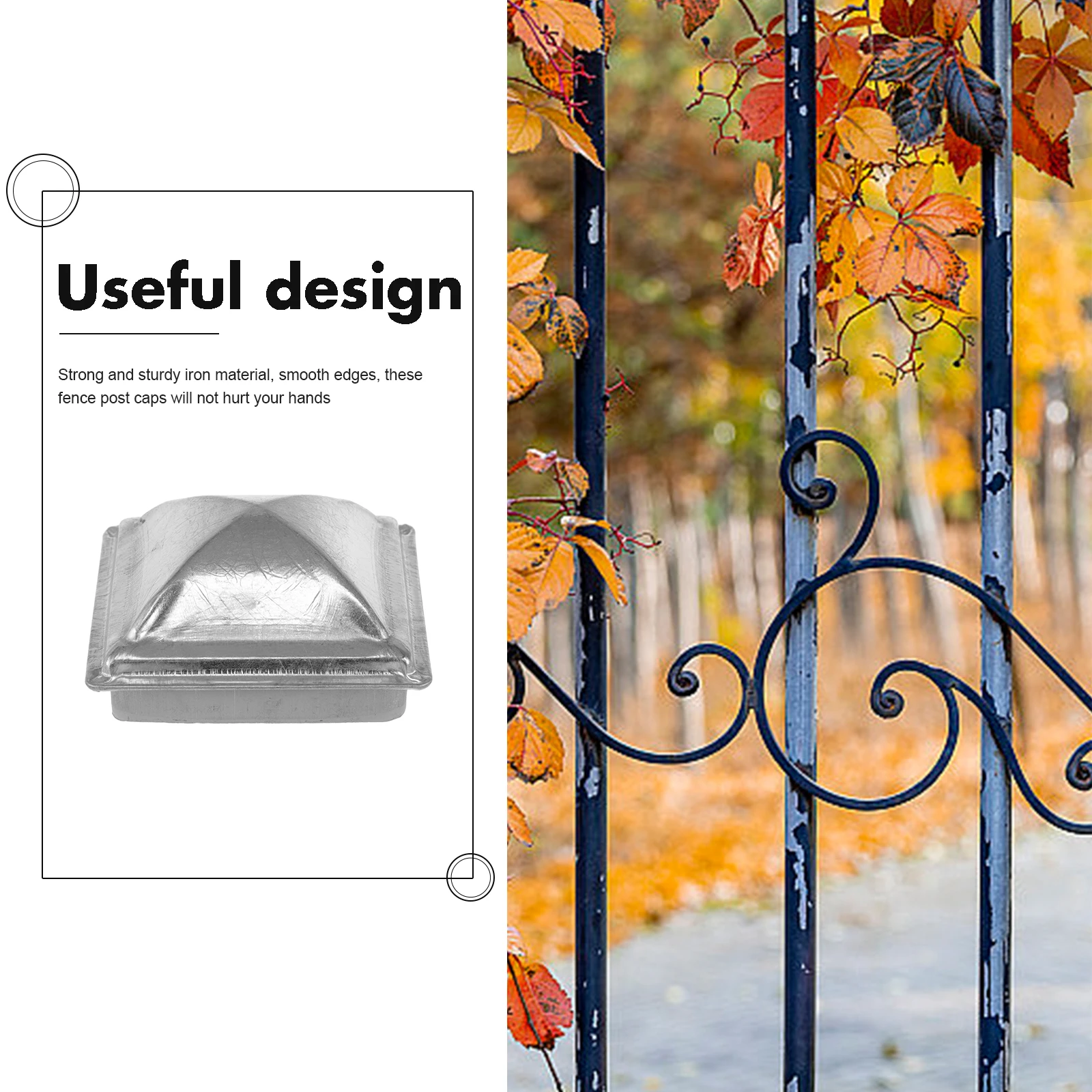 4Pcs Solid Iron Fence Post Caps Compact Size Easy Carry Decorative Railing Top Picket Fence Decoration Post Cap
4Pcs Solid Iron Fence Post Caps Compact Size Easy Carry Decorative Railing Top Picket Fence Decoration Post Cap