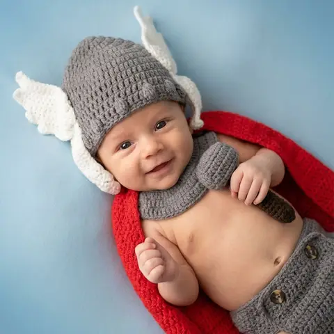 Newborn Photography Props Thor Baby Costume Avengers Superhero Character Cosplay Outfit Infant Boy Photo Shoot Clothing Set