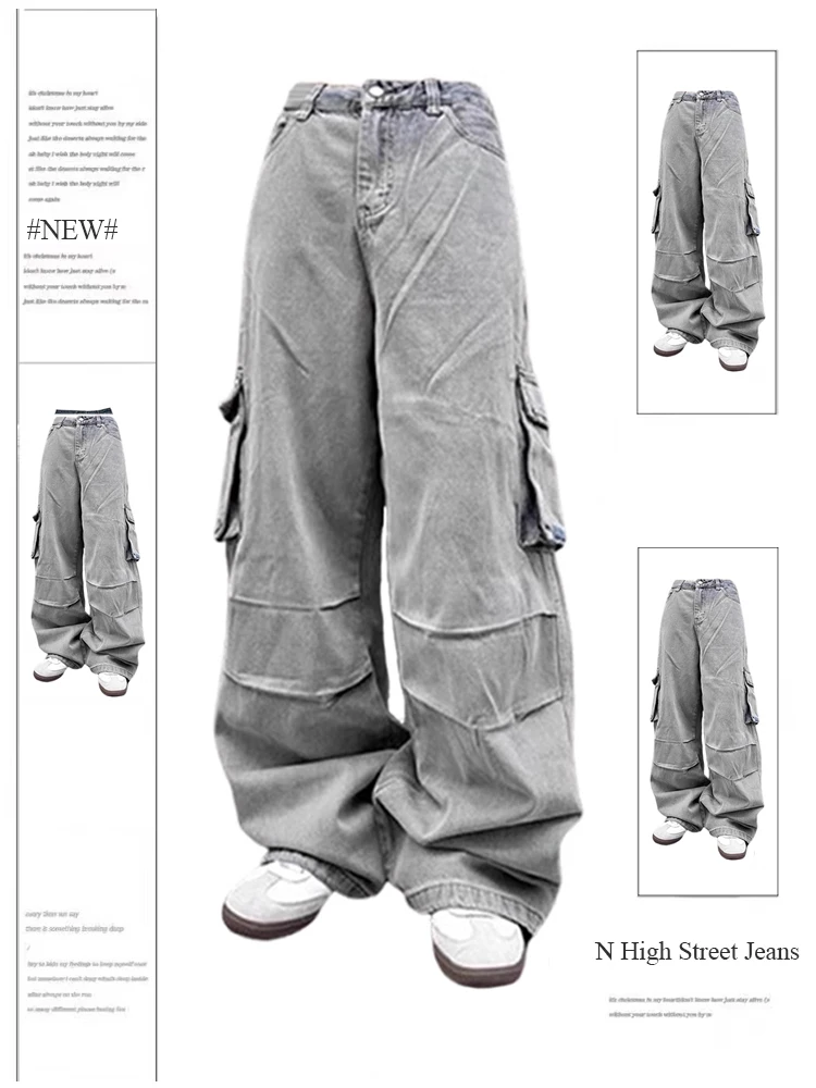 Women's Grey Baggy Cargo Jeans Y2k 90s Aesthetic Denim Trousers 2000s Vintage Harajuku Straight Cowboy Pants Trashy Clothes 2023
Women's Grey Baggy Cargo Jeans Y2k 90s Aesthetic Denim Trousers 2000s Vintage Harajuku Straight Cowboy Pants Trashy Clothes 2023