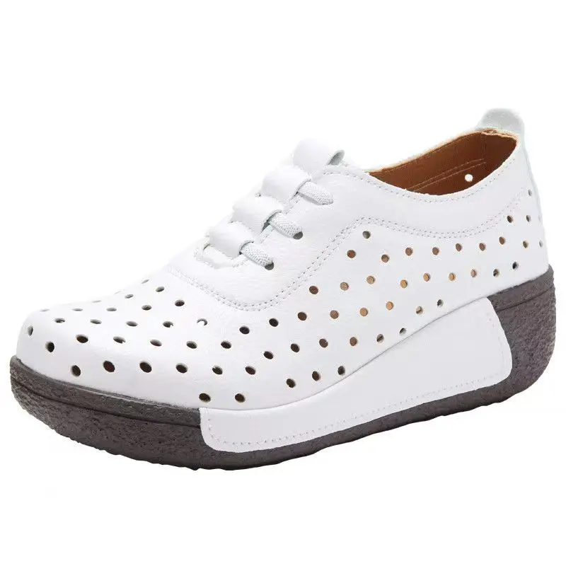 Women Real Leather Hollow Out Wedges Shoes Summer New Thick Sole Non Slip Round Toe Slip On Breathable Casual Nude Shoes
Women Real Leather Hollow Out Wedges Shoes Summer New Thick Sole Non Slip Round Toe Slip On Breathable Casual Nude Shoes