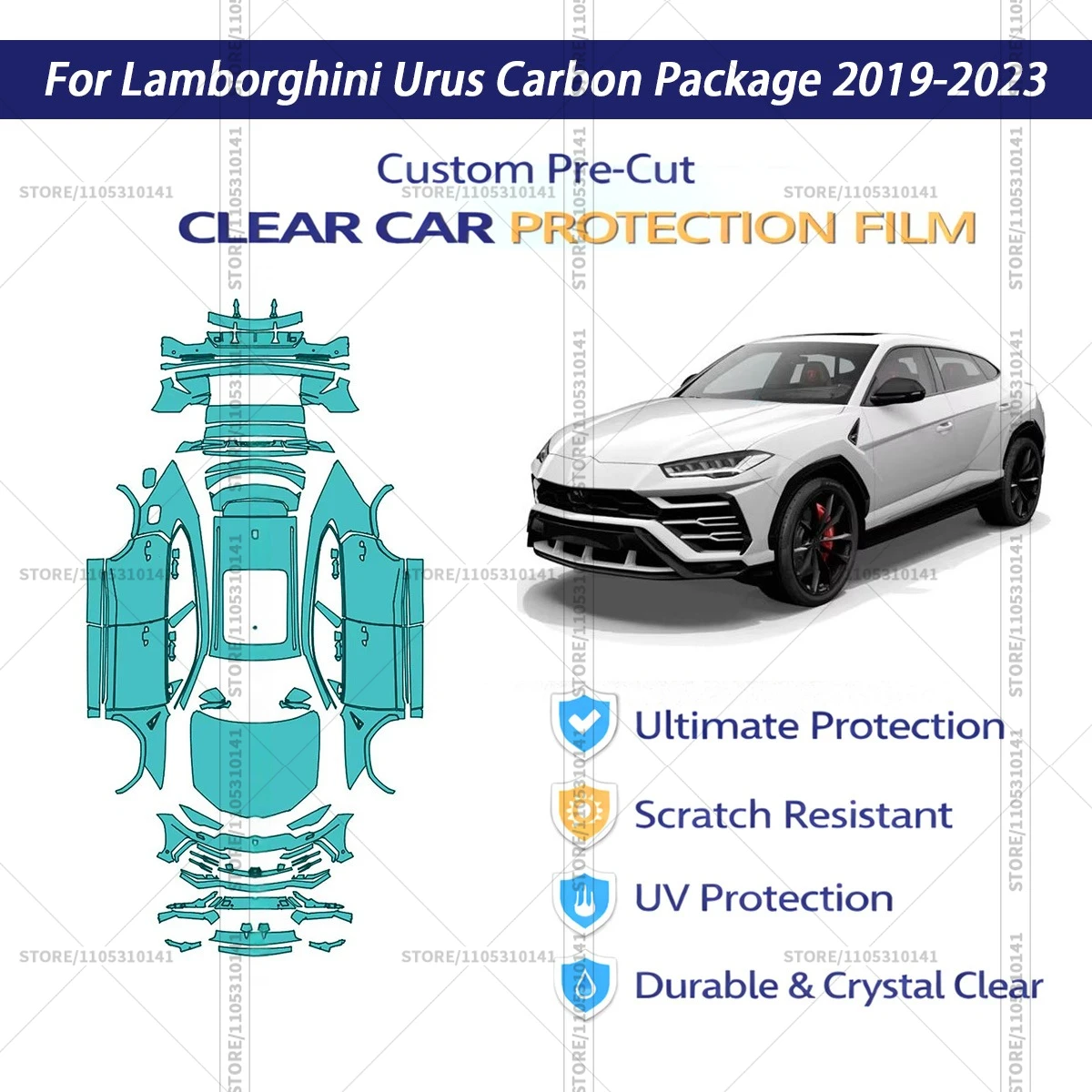 For Lamborghini-Urus-Carbon-Package-2019-2023 Pre-Cut Paint Protection Film PPF Transparent Car Film Automotive PPF Full Vehicle
For Lamborghini-Urus-Carbon-Package-2019-2023 Pre-Cut Paint Protection Film PPF Transparent Car Film Automotive PPF Full Vehicle