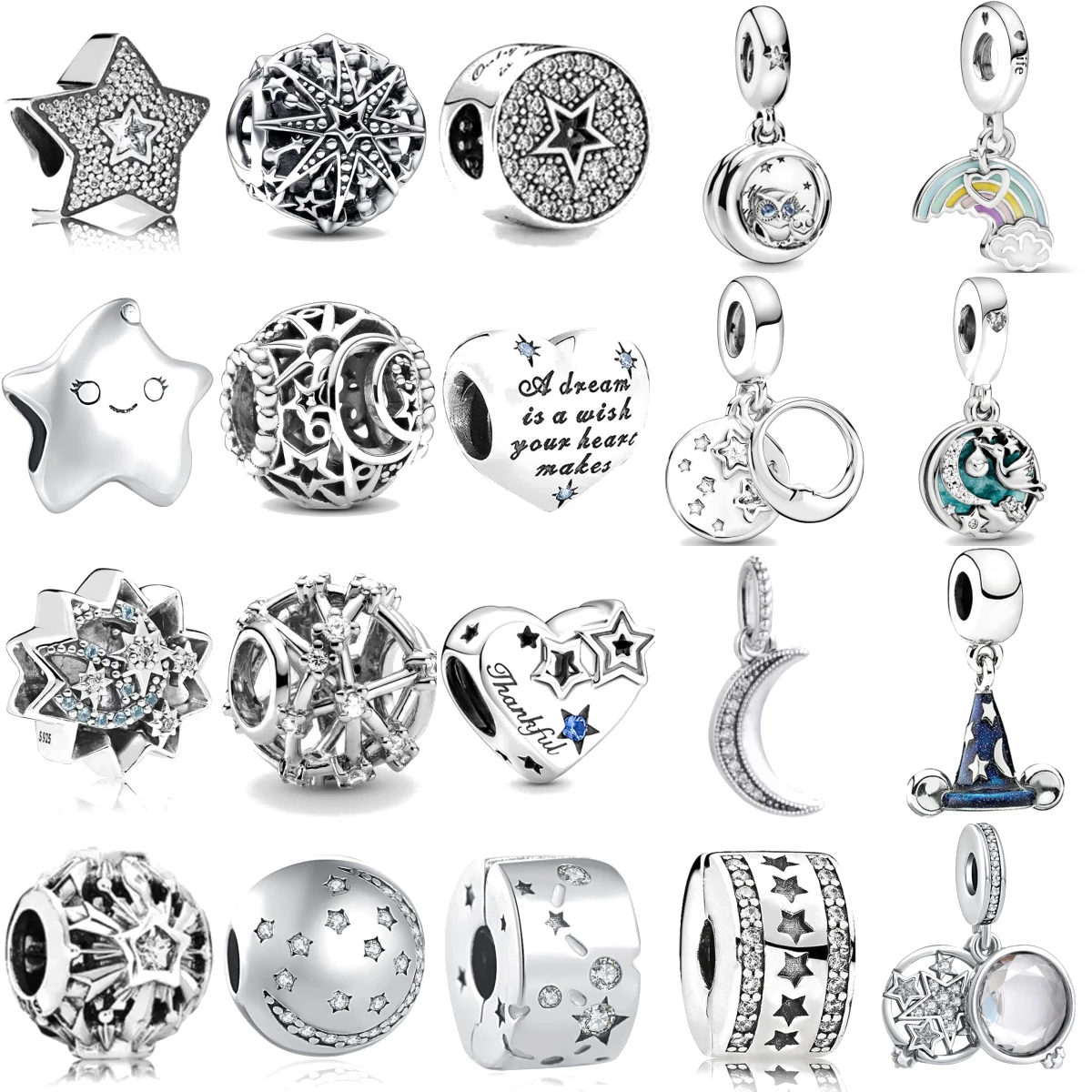 925 Sterling Silver Charm Fit Original Bracelet Bangle Accessories Women Jewelry White Series Rainbow Stars Owl Moon Luck Dream
925 Sterling Silver Charm Fit Original Bracelet Bangle Accessories Women Jewelry White Series Rainbow Stars Owl Moon Luck Dream