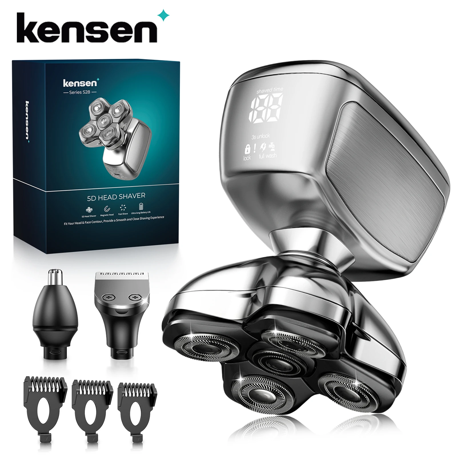KENSEN S28 Electric Head Shaver for Blad Man Hair Trimmer 5D Floating Head Razor Beard Trimmer 5 in 1 Rechargeable Shave Machine
KENSEN S28 Electric Head Shaver for Blad Man Hair Trimmer 5D Floating Head Razor Beard Trimmer 5 in 1 Rechargeable Shave Machine