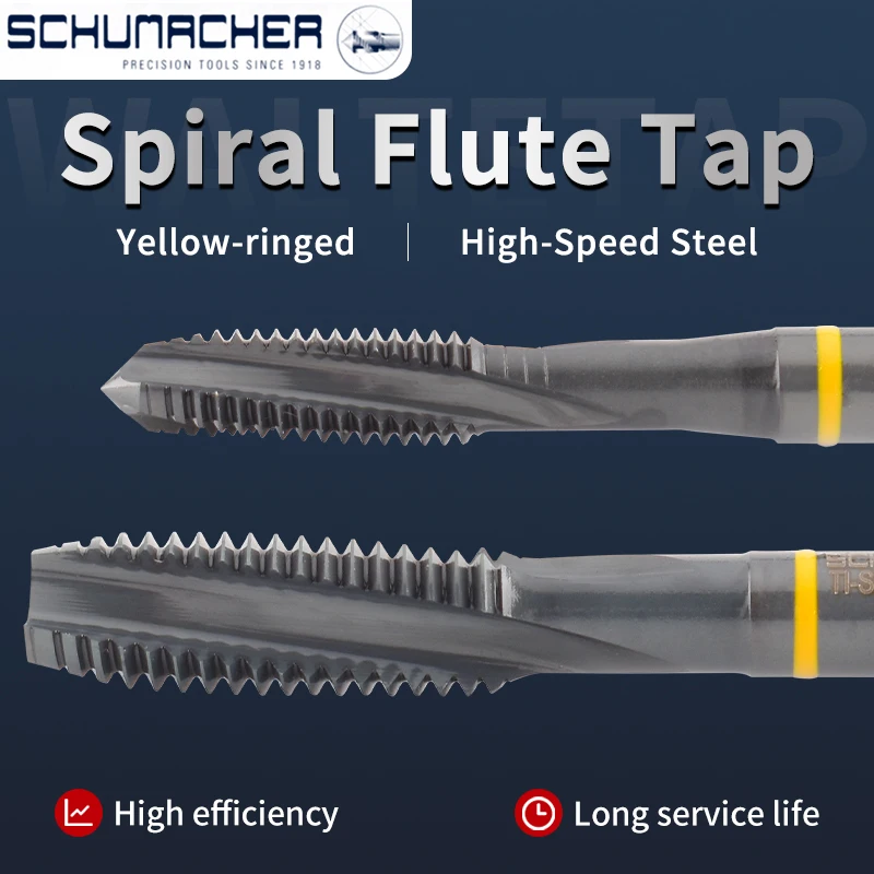 Немецкие стандартные спиральные/конические метчики SCHUMACHER JIS с желтым кольцом M3-M12 для обработки титановых сплавов
Немецкие стандартные спиральные/конические метчики SCHUMACHER JIS с желтым кольцом M3-M12 для обработки титановых сплавов