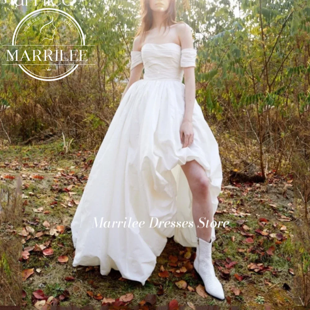 Marrile Customized Morden Simple Modest Wedding Off Shoulder Sweetheart Short Sleeve Bridal Gowns Robe Side Split Formal Dress
Marrile Customized Morden Simple Modest Wedding Off Shoulder Sweetheart Short Sleeve Bridal Gowns Robe Side Split Formal Dress