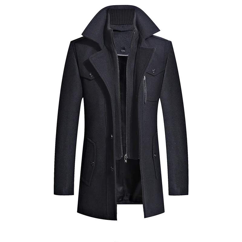 Stand Collar Woolen Coats Fashion Solid Color Slim Trench Coat Woolen Coat Men Winter Windbreaker Long Thick Wool Jackets Man 
Stand Collar Woolen Coats Fashion Solid Color Slim Trench Coat Woolen Coat Men Winter Windbreaker Long Thick Wool Jackets Man