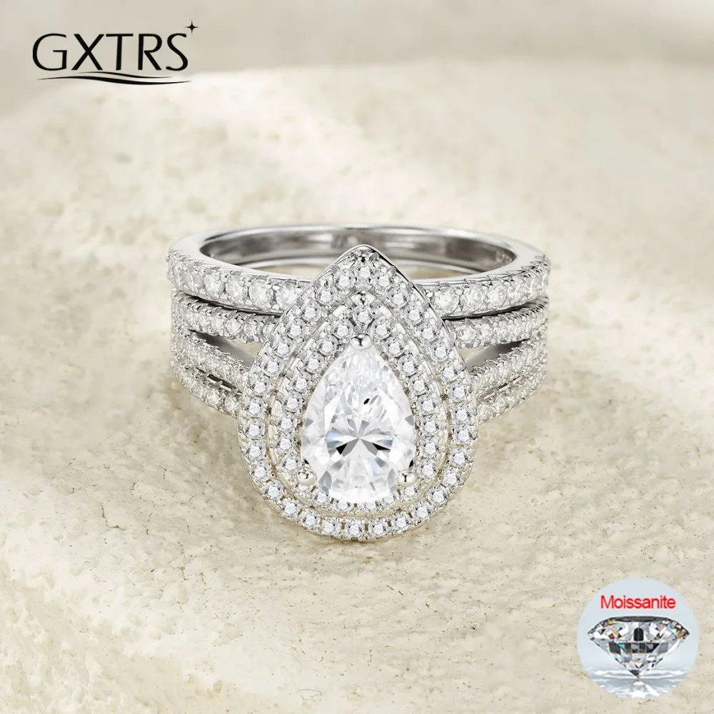 GXTRS 6*9mm Pear Cut Moissanite Ring Sets For Women 925 Sterling Silver Wedding Party Diamond Band Gifts 18K Plated Jewelry GRA
GXTRS 6*9mm Pear Cut Moissanite Ring Sets For Women 925 Sterling Silver Wedding Party Diamond Band Gifts 18K Plated Jewelry GRA
