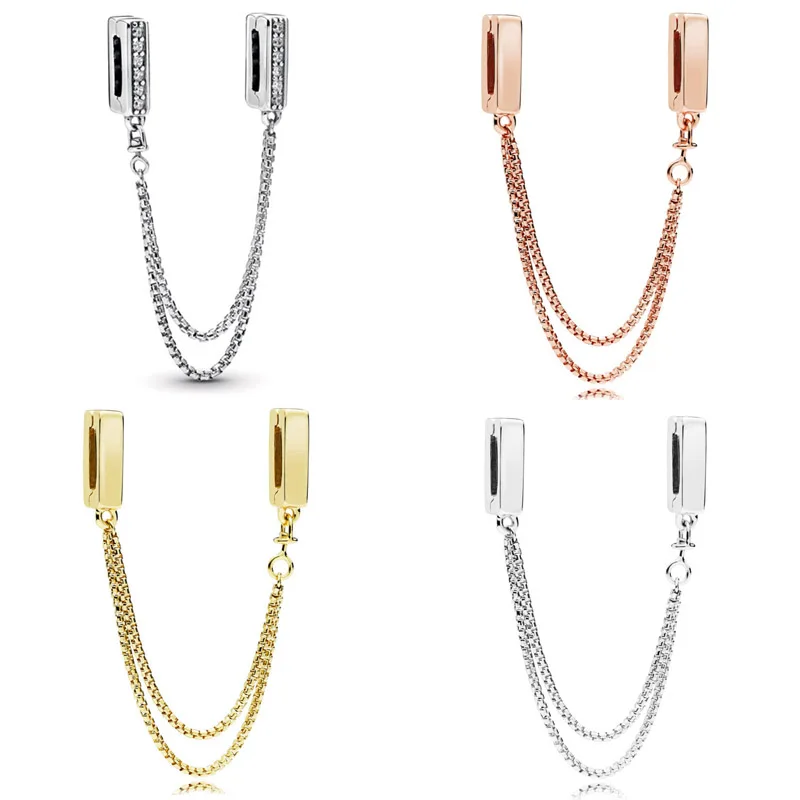 Authentic 925 Sterling Silver Sparkling Rose Sliver Gold Color Safety Chain Reflexions Fit Pan Bracelet & Necklace Jewelry
Authentic 925 Sterling Silver Sparkling Rose Sliver Gold Color Safety Chain Reflexions Fit Pan Bracelet & Necklace Jewelry