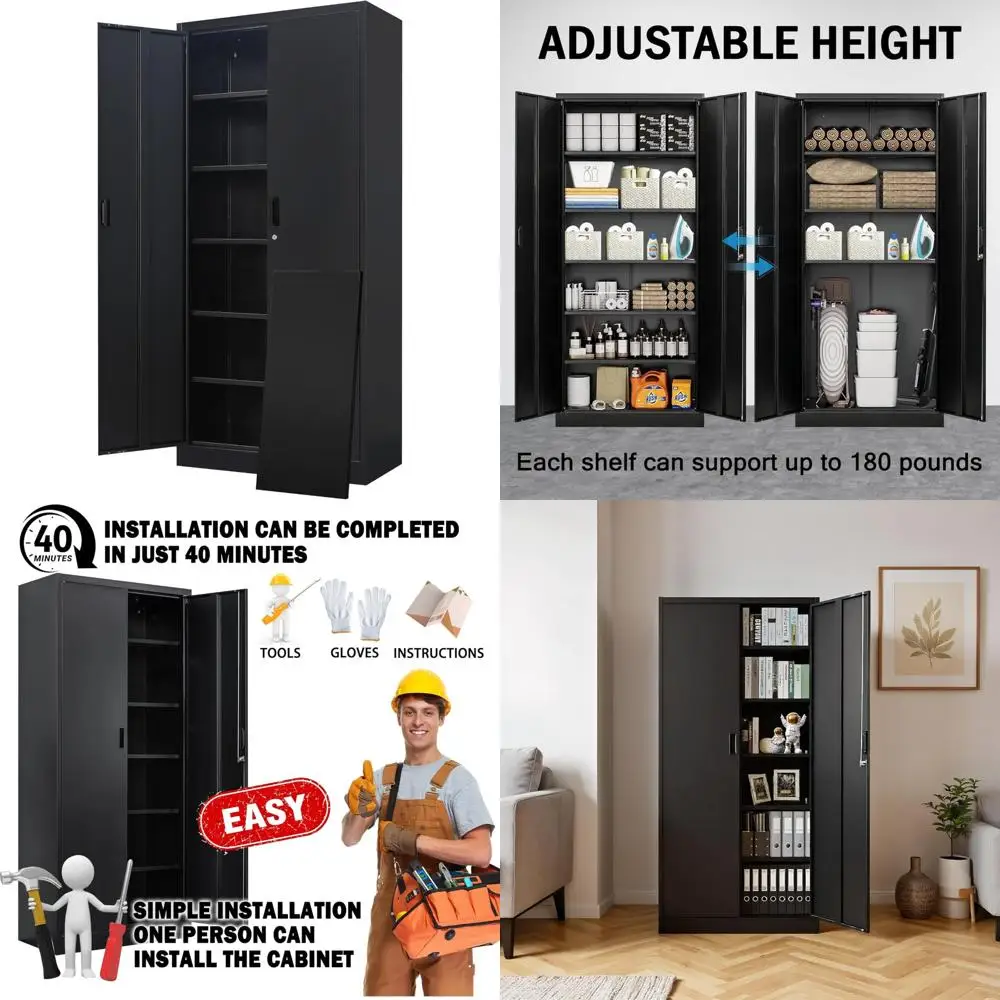 Металлический шкаф для документов с регулируемыми полками, 71-высокое запираемое хранилище для офиса и домашнего использования
Металлический шкаф для документов с регулируемыми полками, 71-высокое запираемое хранилище для офиса и домашнего использования