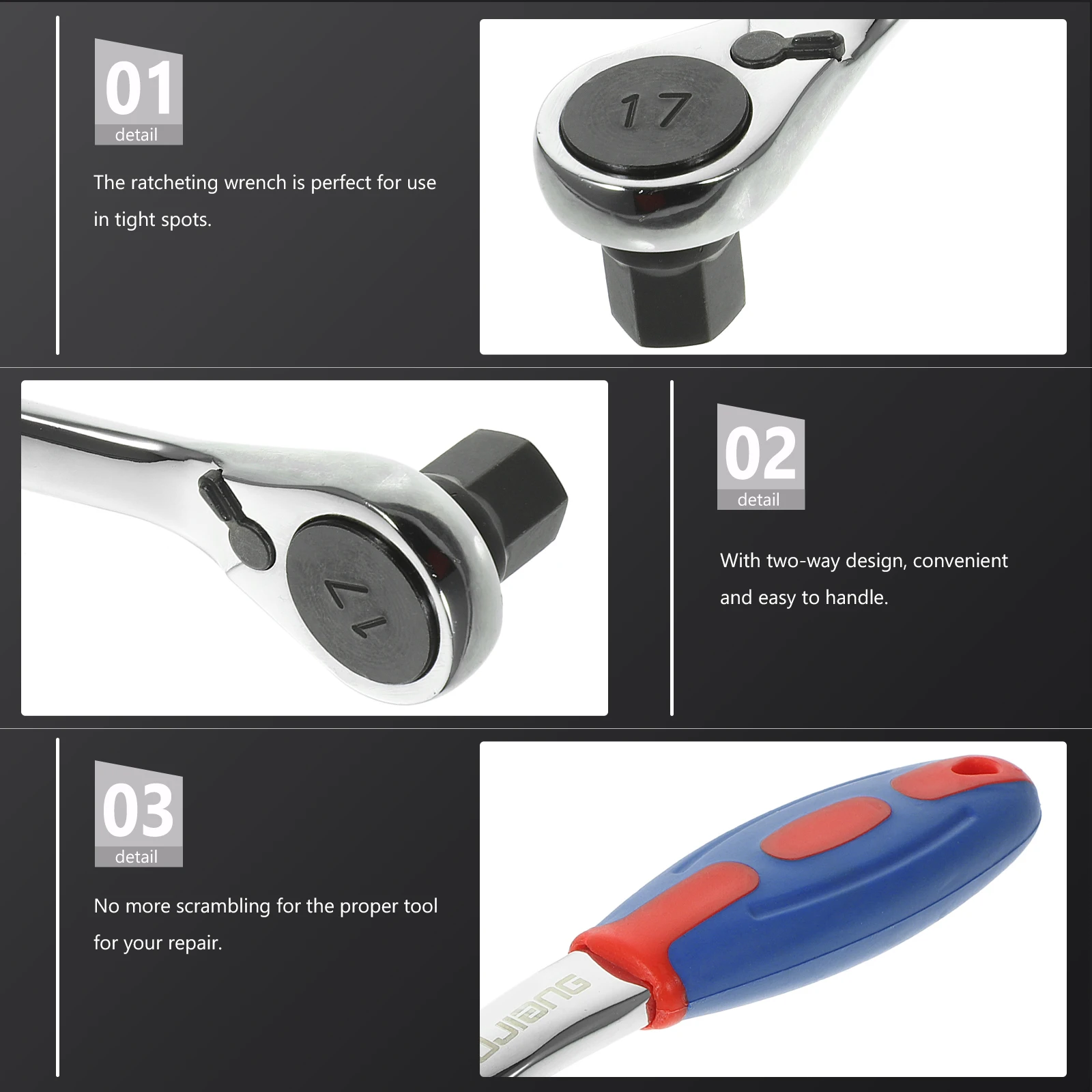Plastic Handle Wrench Professional Wrench Tool 17MM Round Head Quick Release Spanner Durable Tool Home Car Repair
Plastic Handle Wrench Professional Wrench Tool 17MM Round Head Quick Release Spanner Durable Tool Home Car Repair