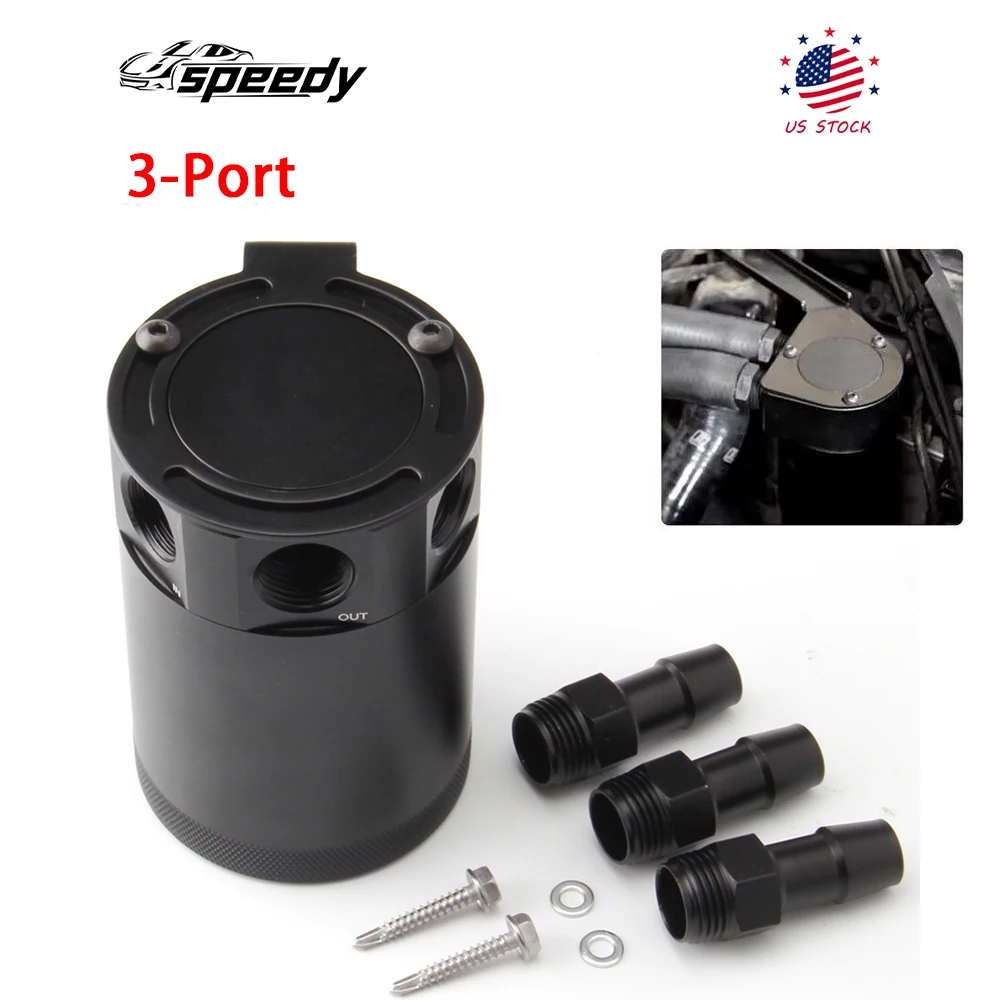 3-Port Universal Car Oil Catch Can Tank Separator 3/8" 1 Outlet + 2 Inlet Aluminum Baffled Air-Oil Separator
3-Port Universal Car Oil Catch Can Tank Separator 3/8" 1 Outlet + 2 Inlet Aluminum Baffled Air-Oil Separator