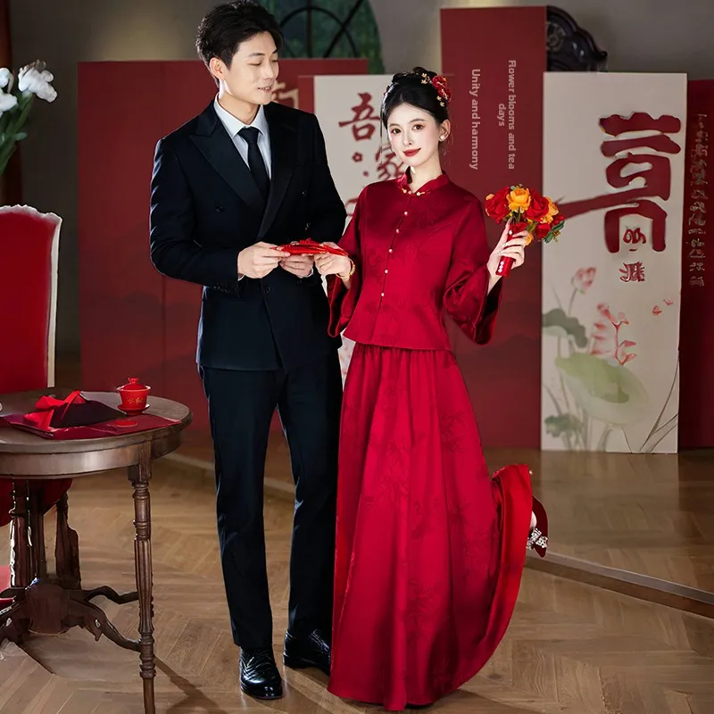 New Chinese Sle Wedding Dr Long Sve Stand Collar Embroidered Button Suit Traditional Wedding Celebration Outfit Set
New Chinese Sle Wedding Dr Long Sve Stand Collar Embroidered Button Suit Traditional Wedding Celebration Outfit Set