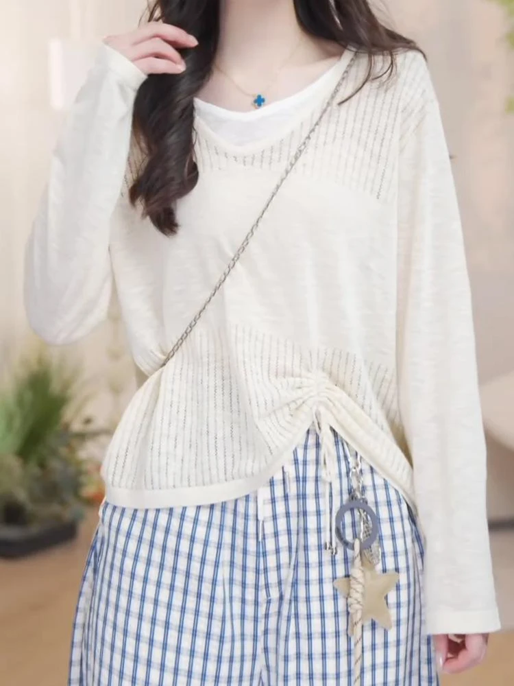 Women's Long Sleeve Hollow out Knitted Top Thin Base Layer Shirt Versatile Spring Autumn Design Cleanfit Soft Fabric Versatile
Women's Long Sleeve Hollow out Knitted Top Thin Base Layer Shirt Versatile Spring Autumn Design Cleanfit Soft Fabric Versatile