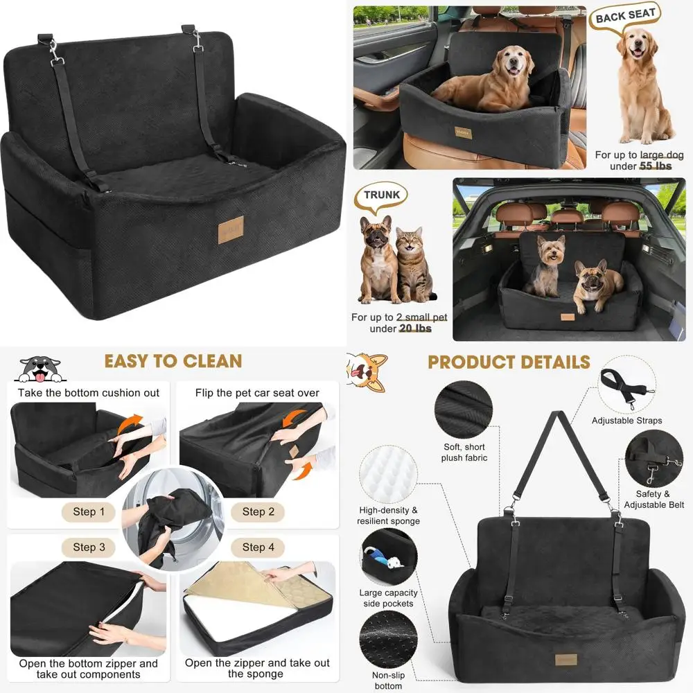 Pet Car Seat for Medium to Large Dogs (up to 55 lbs), Booster Seat for Two Small Dogs, with Removable, Washable Cover and Memory
Pet Car Seat for Medium to Large Dogs (up to 55 lbs), Booster Seat for Two Small Dogs, with Removable, Washable Cover and Memory