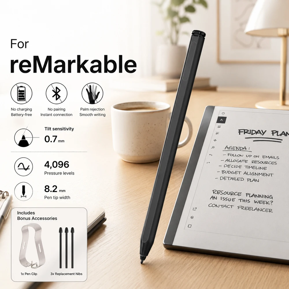 4096 Levels Pressure EMR Pen for reMarkable 2 Premium Tilt Sensitive Stylus with Eraser and Palm Rejection for reMarkable Paper
4096 Levels Pressure EMR Pen for reMarkable 2 Premium Tilt Sensitive Stylus with Eraser and Palm Rejection for reMarkable Paper