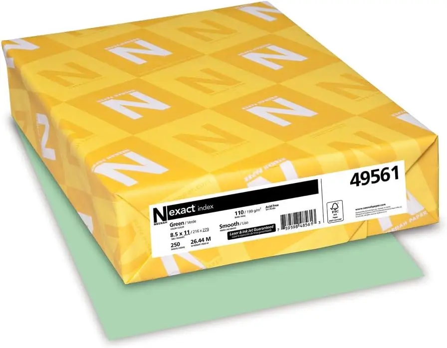 110 lb Index Card Stock, 8.5x11, Green, 250 Pack for Brochures & Covers
110 lb Index Card Stock, 8.5x11, Green, 250 Pack for Brochures & Covers