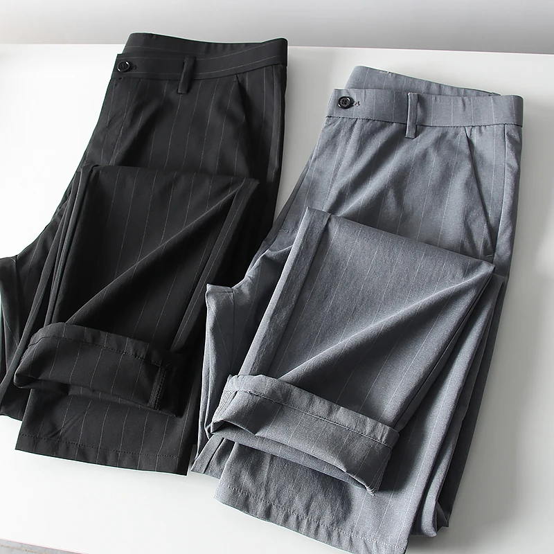 Men's Summer Thin Straight Leg Casual Pants Anti-Wrinkle Qui Dry Faionable Busin Leisure Striped Long Trousers
Men's Summer Thin Straight Leg Casual Pants Anti-Wrinkle Qui Dry Faionable Busin Leisure Striped Long Trousers