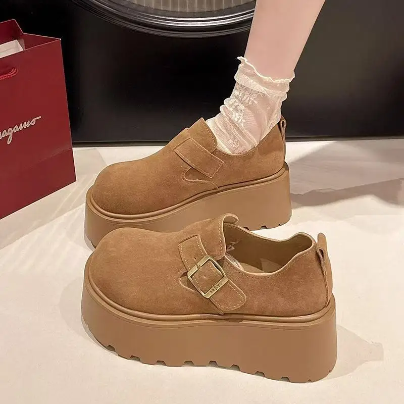 Women's Thick Bottom Heightening Shoes Spring Autumn Casual Slip-On Ugly Cute Flat round Toe High Heel Rubber Sole
Women's Thick Bottom Heightening Shoes Spring Autumn Casual Slip-On Ugly Cute Flat round Toe High Heel Rubber Sole
