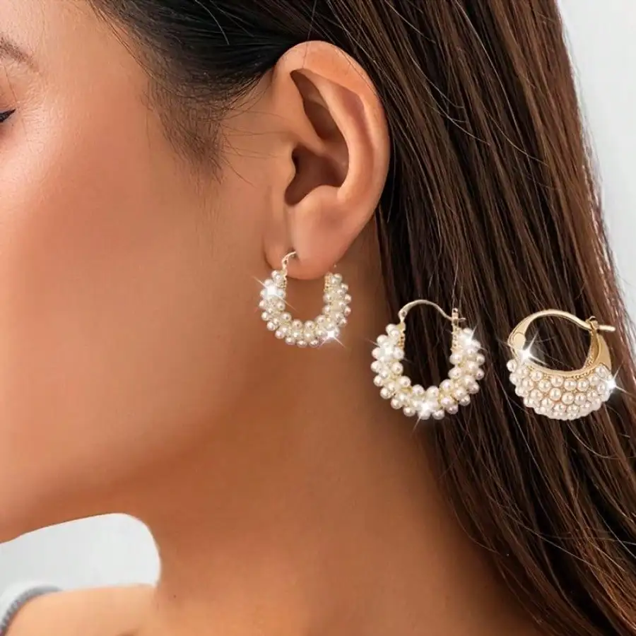 2-пары элегантных серег с искусственным жемчугом, винтажная роскошная мода, подходящая для подарков ко Дню святого Валентина.
2-пары элегантных серег с искусственным жемчугом, винтажная роскошная мода, подходящая для подарков ко Дню святого Валентина.