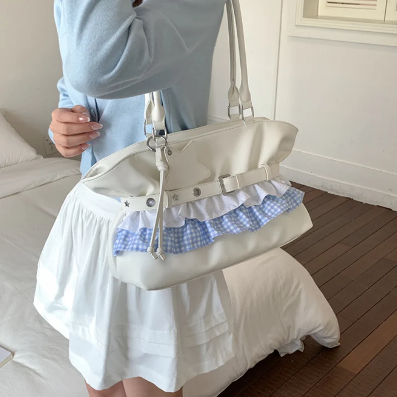 Sweet Lolita Tote Bag Ballet Style Ruffles Star Pendant Shoulder Bag Large Capacity Bucket Bags Korean Simple Versatile Handbag
Sweet Lolita Tote Bag Ballet Style Ruffles Star Pendant Shoulder Bag Large Capacity Bucket Bags Korean Simple Versatile Handbag