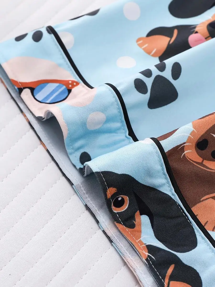 Womens 2-Piece Pajama Set With Dog Print Short Sleeve Top And Shorts Comfortable Home Wear
Womens 2-Piece Pajama Set With Dog Print Short Sleeve Top And Shorts Comfortable Home Wear