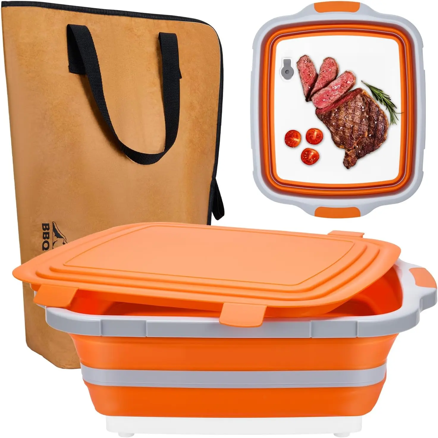 Collapsible BBQ Prep Tub & Insulated Bag, 3-in-1 Foldable Cutting Board with Lid, Portable for Grilling
Collapsible BBQ Prep Tub & Insulated Bag, 3-in-1 Foldable Cutting Board with Lid, Portable for Grilling