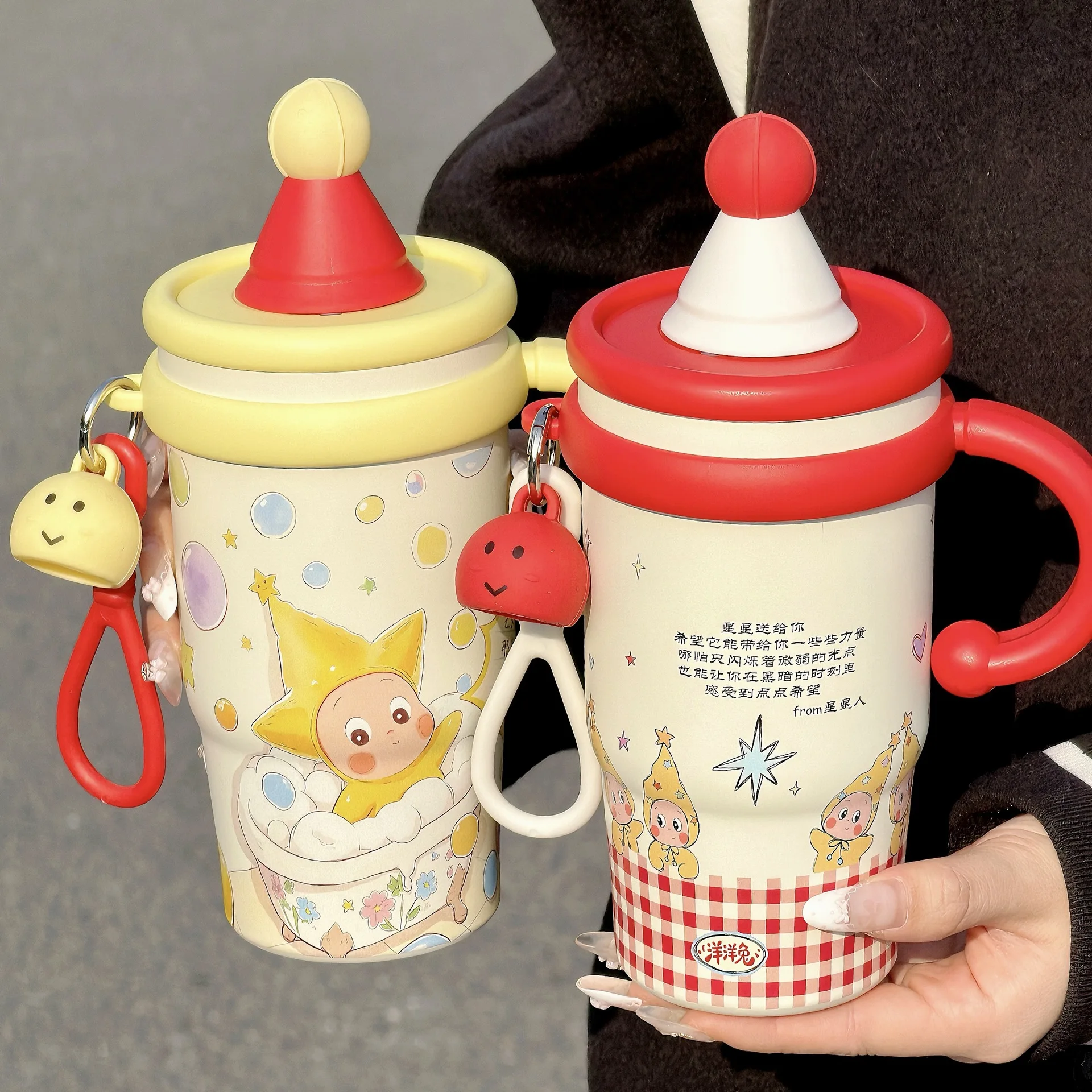 New creative cartoon coffee cup with straw, stainless steel ice dispenser cup, outdoor sports portable girls' insulated cup
New creative cartoon coffee cup with straw, stainless steel ice dispenser cup, outdoor sports portable girls' insulated cup