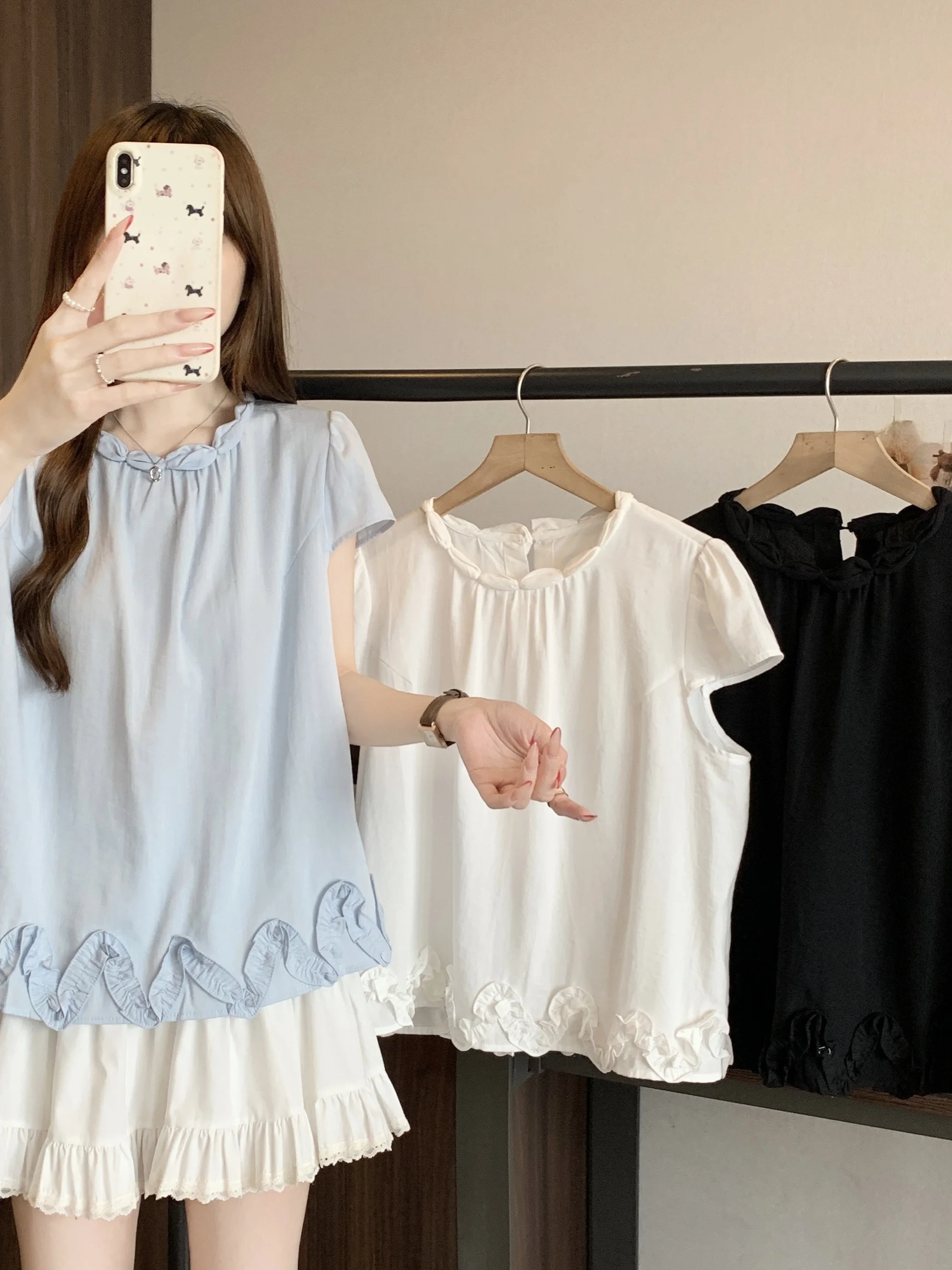 plus Size Flounce Trim round Neck Short Sleeve Shirt Women Summer New Loose Slimming Top Casual Fashion Polyester Fiber
plus Size Flounce Trim round Neck Short Sleeve Shirt Women Summer New Loose Slimming Top Casual Fashion Polyester Fiber