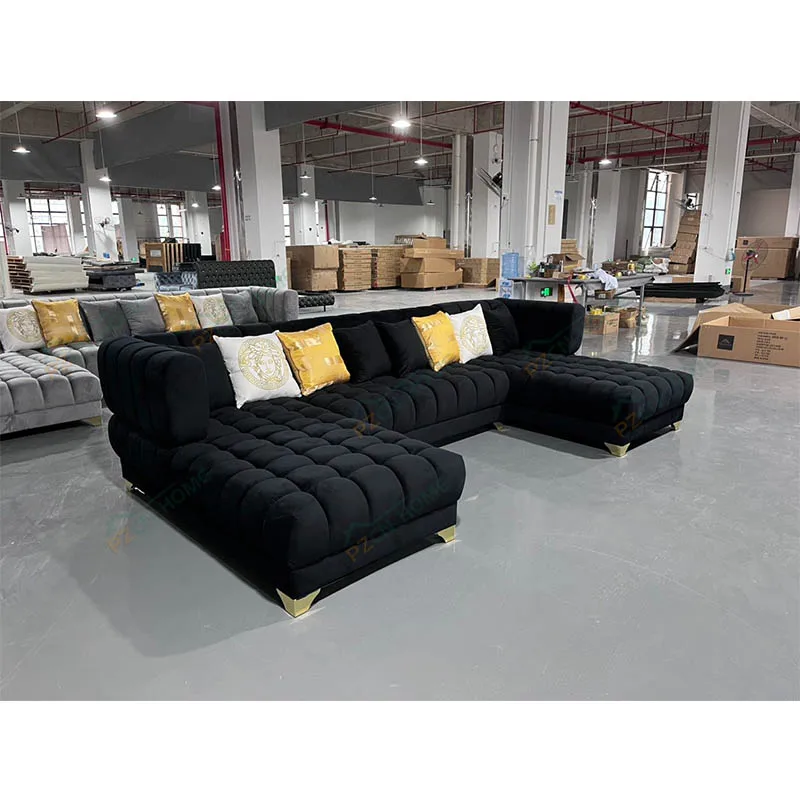 # New High Quality Black Velvet Up-holstered Living Room Sofa Furniture Set Large Size U Shaped Corner Sofa for Sale
# New High Quality Black Velvet Up-holstered Living Room Sofa Furniture Set Large Size U Shaped Corner Sofa for Sale