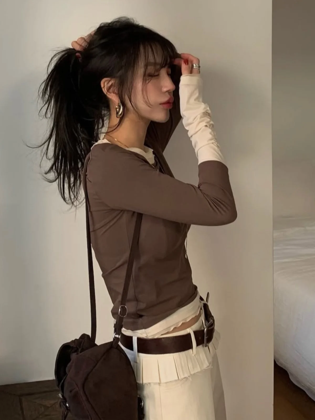 Slim Fit Long Sve T-irt Women's Faionable Patchwork Base irt Sli Versatile Korean Sle Spring Season Casual Wear
Slim Fit Long Sve T-irt Women's Faionable Patchwork Base irt Sli Versatile Korean Sle Spring Season Casual Wear